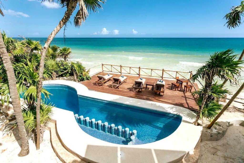 Luxury 5-Br Beachfront Home In Tulum Casa Sofia Gato Luaran gambar